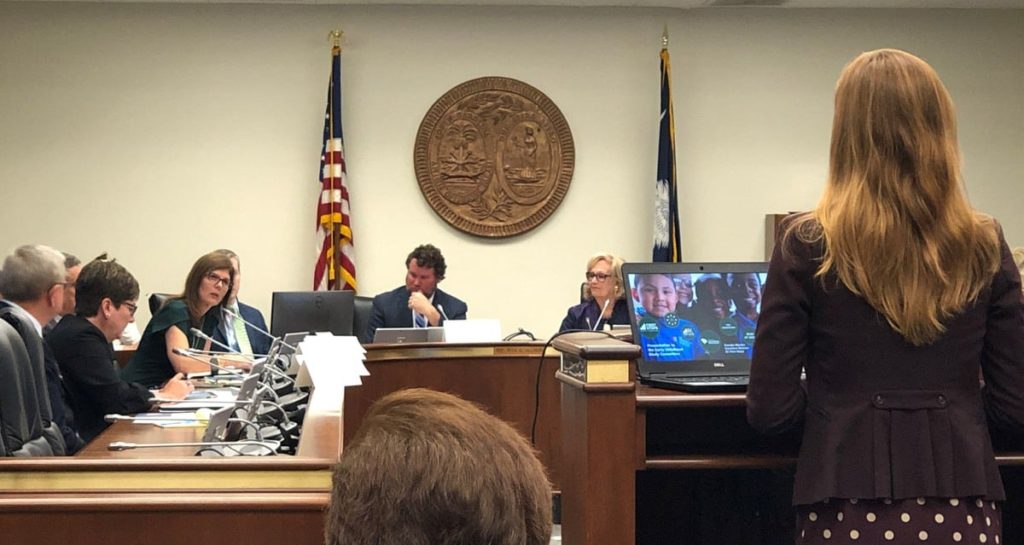 SC First Steps Executive Director shared the work of the SC Early Childhood Advisory Council and highlighted the re-invigorated collaboration and cooperation happening between state agencies in a presentation to the SC Senate Education Committee -- Education Funding Reform Study Committee on Oct. 29, 2019.